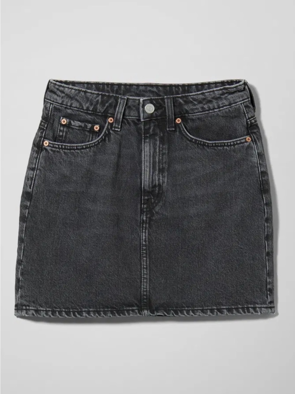 Weekday Classic Black Denim Mini Skirt - (Size 38)